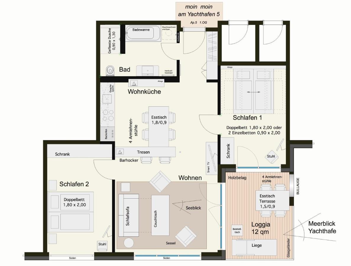 Apartmenthaus Hafenspitze Ap 5 - "Am Yachthafen 5" - Blickrichtung Offenes Meerstrandpromenade Eckernförde Exterior foto